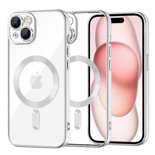 iPhone 15 - Techsuit - Luxus Kristály MagSafe - Ezüst tok