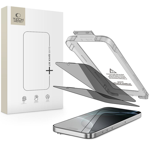 Tech-Protect Quick Set Spy+ 2-csomag iPhone 16 Pro Max adatvédelmi üvegfólia