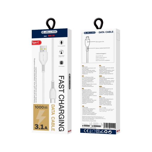 JELLICO kábel KDS-30 USB-C 3.1A 1M Fehér