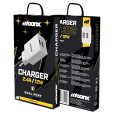 MOONX fali töltő MC02 2.4A 12W 2xUSB Fehér