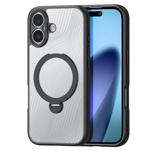 Dux Ducis Aimo Mag telefontok mágneses gyűrűvel és állvánnyal iPhone 17-hez – Fekete