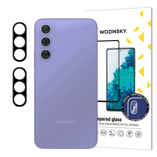 Čierne Wozinsky úplné ochranné sklo na kameru pre Samsung Galaxy A17 / A17 5G, 2-dielna sada, sklenená fólia