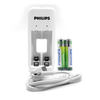 PHILIPS Kétcsatornás akkumulátortöltő NiMH USB + 2xAAA 700mAh - 0. kép