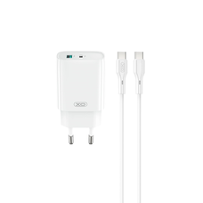 XO fali töltő CE30 PD 30W 1x USB-C 1x USB fehér + kábel USB-C - USB-C