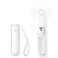 Jisulife Kézi Ventilátor Life8 Hordozható USB Ventilátor Power Bankkal és Zseblámpával - Fehér