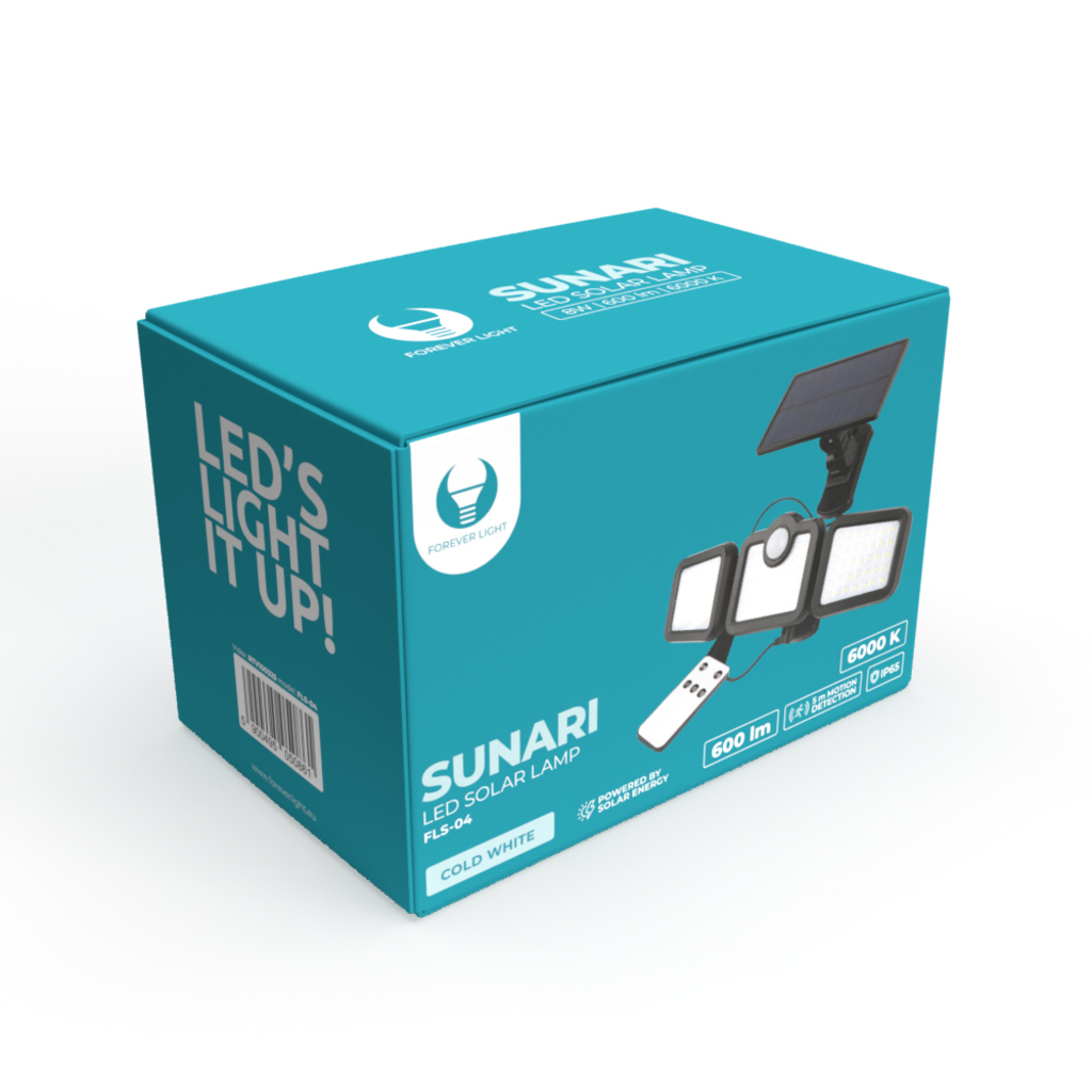 SUNARI Napelemes Lámpa LED FLS-04 108SMD PIR 10W 800lm 6000K 2400mAh Li-Ion Forever Light - 7