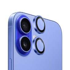  Blueo - Eredeti fémkeretes lencsevédő (2 darabos) - iPhone 16 / iPhone 16 Plus - Kék üvegfólia