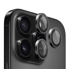  Blueo - Eredeti Fém Keretes Lencsevédő (3 darab) - iPhone 16 Pro / iPhone 16 Pro Max - Fekete Titán üvegfólia