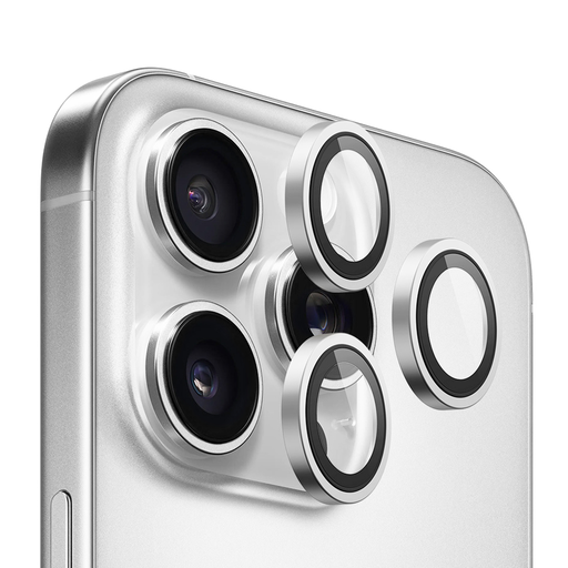  Blueo - Eredeti Fémkeretes Lencsevédő (3 darab) - iPhone 16 Pro / iPhone 16 Pro Max - Ezüst Titán üvegfólia