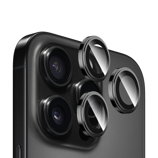  Blueo - Zafírkristály Eredeti Lencseüveg - iPhone 16 Pro / iPhone 16 Pro Max - Fekete Titán üvegfólia