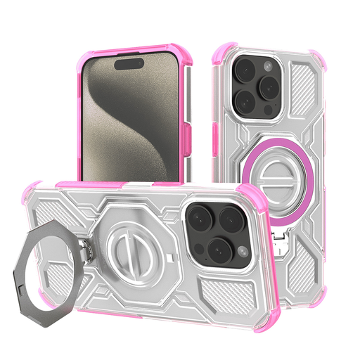 iPhone 15 Pro tok - Techsuit - Carbon Shield PRO - Rózsaszín átlátszó