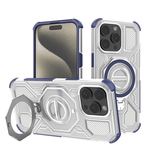 iPhone 15 Pro - Techsuit - Carbon Shield PRO - Kék Átlátszó tok