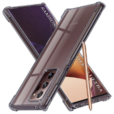 Samsung Galaxy Note 20 Ultra 4G / Note 20 Ultra 5G - Techsuit - Ütésálló Átlátszó Szilikon Tok - Fekete Füst. tok