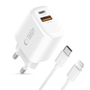 Tech-protect Nca20 2-port Hálózati Töltő Pd 20w / Qc3.0 + Lightning Kábel Fehér - 0. kép