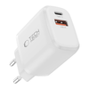 Tech-protect Nca20 2-port Hálózati Töltő Pd 20w / Qc3.0 + Lightning Kábel Fehér - 2. kép