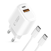 Tech-protect Nca30 2-port Hálózati Töltő Pd 30w / Qc3.0 + Type-c Kábel Fehér - 0. kép