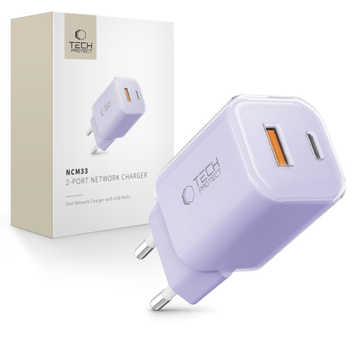 Tech-protect Ncm33 2-port hálózati töltő Pd 33w / Qc3.0 babalila
