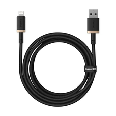 Baseus - Dura sorozatú adatkábelen (P10377801U01-02) - USB-Lightning, gyors töltés, 480Mbps, 2.4A, nejlon, 2m - Arany / Fekete