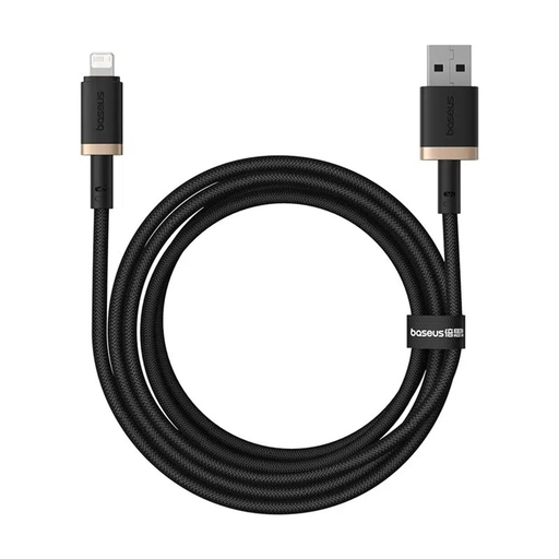 Baseus - Dura sorozatú adatkábelen (P10377801U01-02) - USB-Lightning, gyors töltés, 480Mbps, 2.4A, nejlon, 2m - Arany / Fekete