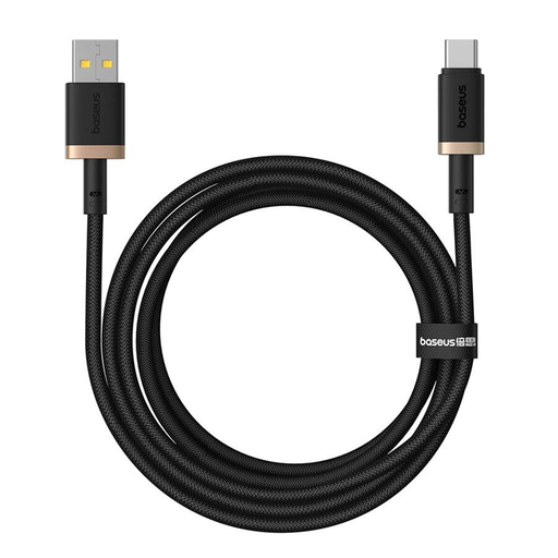 Baseus - Dura Series adatkábel (P10377802U01-02) - USB Type-C, gyors töltés, 60W, 480Mbps, nejlon, 2m - Arany / Fekete