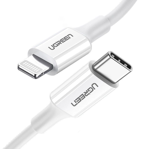 Ugreen US171 Lightning - USB-C MFi PD kábel 20W 3A 480Mb/s 0.5m - fehér
