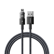 Baseus - Adatkabel Kijelző 2 (P10382700121-01) - USB Lightning csatlakozóval, Gyors Töltés, Digitális Kijelző, 2.4A, 2m - Kozmikus Fekete
