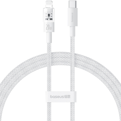 Baseus - Gem adatkábel (P10373001211-00) - USB-C - Lightning, Gyors töltés 20W, 1m - Holdfehér
