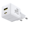 Baseus - Fali töltő Palm (CCZC20UE) - 2 az 1-ben gyors töltő, USB, Type-C, 20W, 5V/3A - Holdfehér - 1. kép