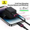 Baseus - Dura sorozatú adatkábel (P10377801U01-01) - USB Lightning csatlakozóval, gyors töltés, 480Mbps, 2.4A, nejlon, 1m - piros/fekete - 0. kép