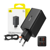 Baseus - Fali töltő GaN (P10162701113-00) - 2x USB, 2x Type-C, 65W, kábel Type-C to Type-C - Fekete - 4. kép