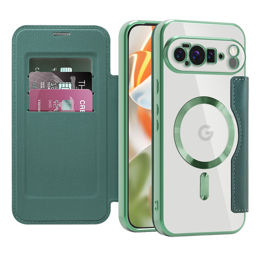 Okos mágneses könyvtok - Google Pixel 10 Pro XL - Zöld - Techsuit tok