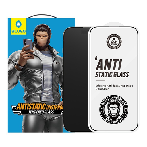 Blueo - Antisztatikus HD Üveg - iPhone 15 / iPhone 16 - Fekete üvegfólia