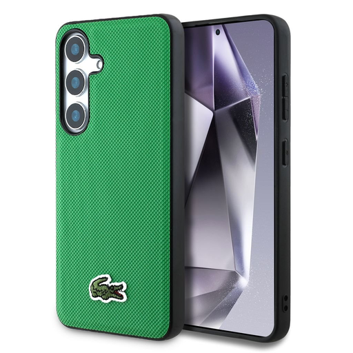Lacoste Iconic Petit Pique Szövött Logós MagSafe Tok Samsung Galaxy S25 Zöld tok