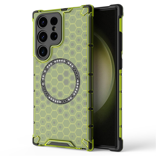  Samsung Galaxy S25 Ultra Lime Zöld MagSafe Techsuit HoneyComb Shield tok