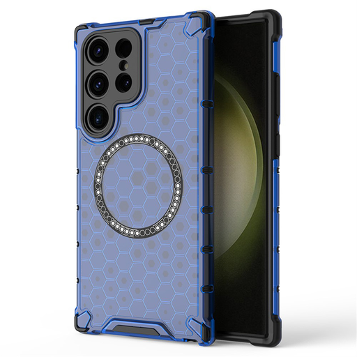  Samsung Galaxy S25 Ultra Kék Techsuit HoneyComb Shield MagSafe tok