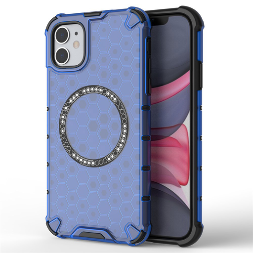 iPhone 11-hez való Techsuit - HoneyComb Shield MagSafe tok - Kék