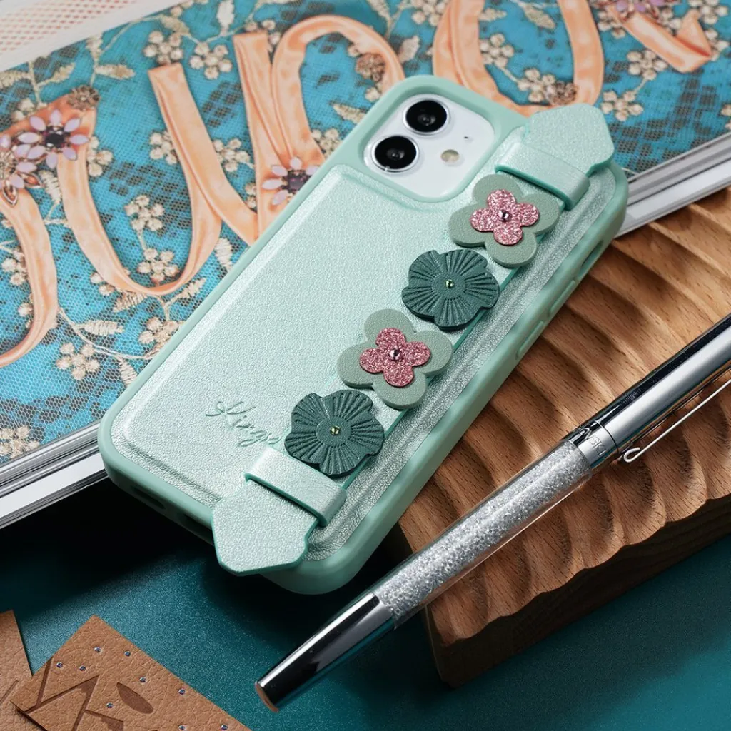 iPhone 12 mini Kingxbar Sweet Series Swarovski kristállyal dekorált tok zöld - 15