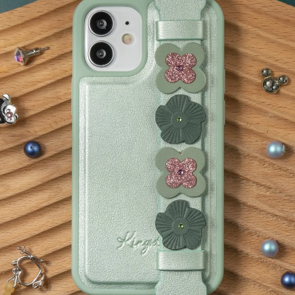 iPhone 12 mini Kingxbar Sweet Series Swarovski kristállyal dekorált tok zöld - 10