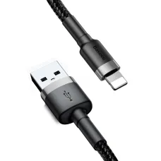 Baseus Cafule Nylon harisnyázott USB/Lightning kábel QC3.0 1.5A 2m fekete/szürke (CALKLF-CG1)