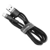 Baseus Cafule Nylon harisnyázott USB/Lightning kábel QC3.0 1.5A 2m fekete/szürke (CALKLF-CG1) - 2. kép