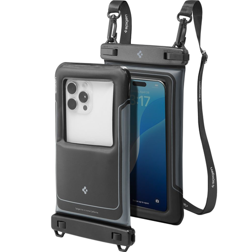 Spigen A611P 2db univerzális vízálló lebegő tok matt fekete Spigen A611P 2db univerzális vízálló lebegő tok matt fekete