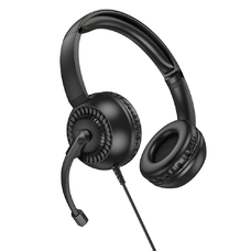 HOCO vezetékes fejhallgató Jack 3,5 mm mikrofonnal W112 fekete