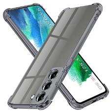  Samsung Galaxy S21 FE 5G - Techsuit ütésálló átlátszó szilikon tok - Fekete füst színben.