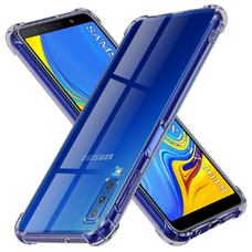  Samsung Galaxy A7 2018 - Techsuit - Ütésálló Átlátszó Szilikon Tok - Füstfekete tok
