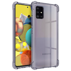  Samsung Galaxy A51 4G - Techsuit ütésálló átlátszó szilikon tok - Fekete füstszínű.