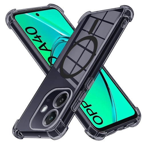  Oppo A40 4G - Techsuit ütésálló áttetsző szilikon tok MagSafe kompatibilitással - Füstfekete