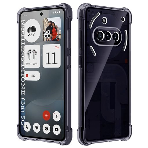  Semmi Phone (3a) - Ütésálló Áttetsző Szilikon Tok - Füst Fekete Techsuit tok