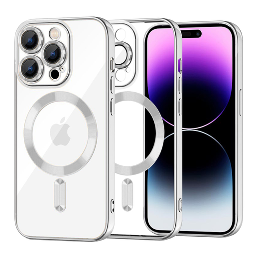 iPhone 14 Pro Max - Techsuit - Luxus Kristály MagSafe - Ezüst tok