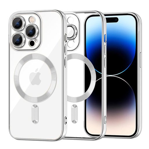 iPhone 14 Pro - Luxus kristályos MagSafe tok - Ezüst - Techsuit