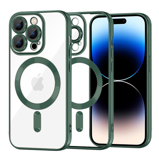 iPhone 14 Pro - Techsuit - Luxus Kristály MagSafe tok - Mélyzöld